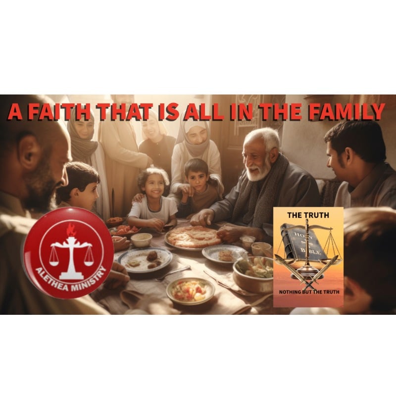 A family gather together around the table sharing their faith stories