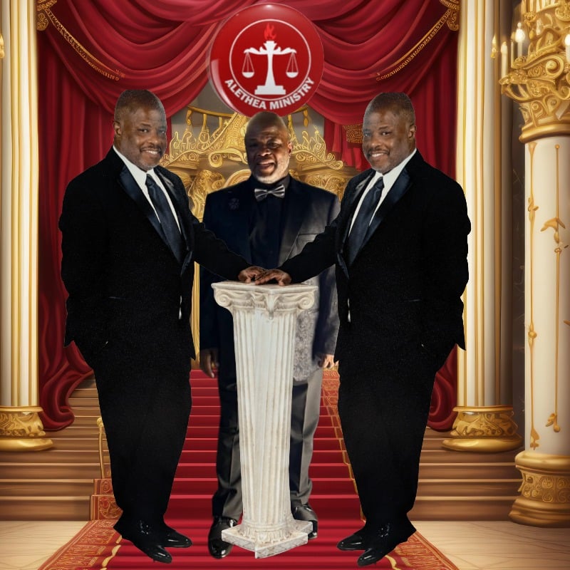 Three men in formal attire at Aethrea Ministry